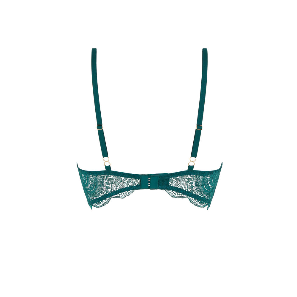 Soutien-gorge dentelle push-up à liens - vert vert.