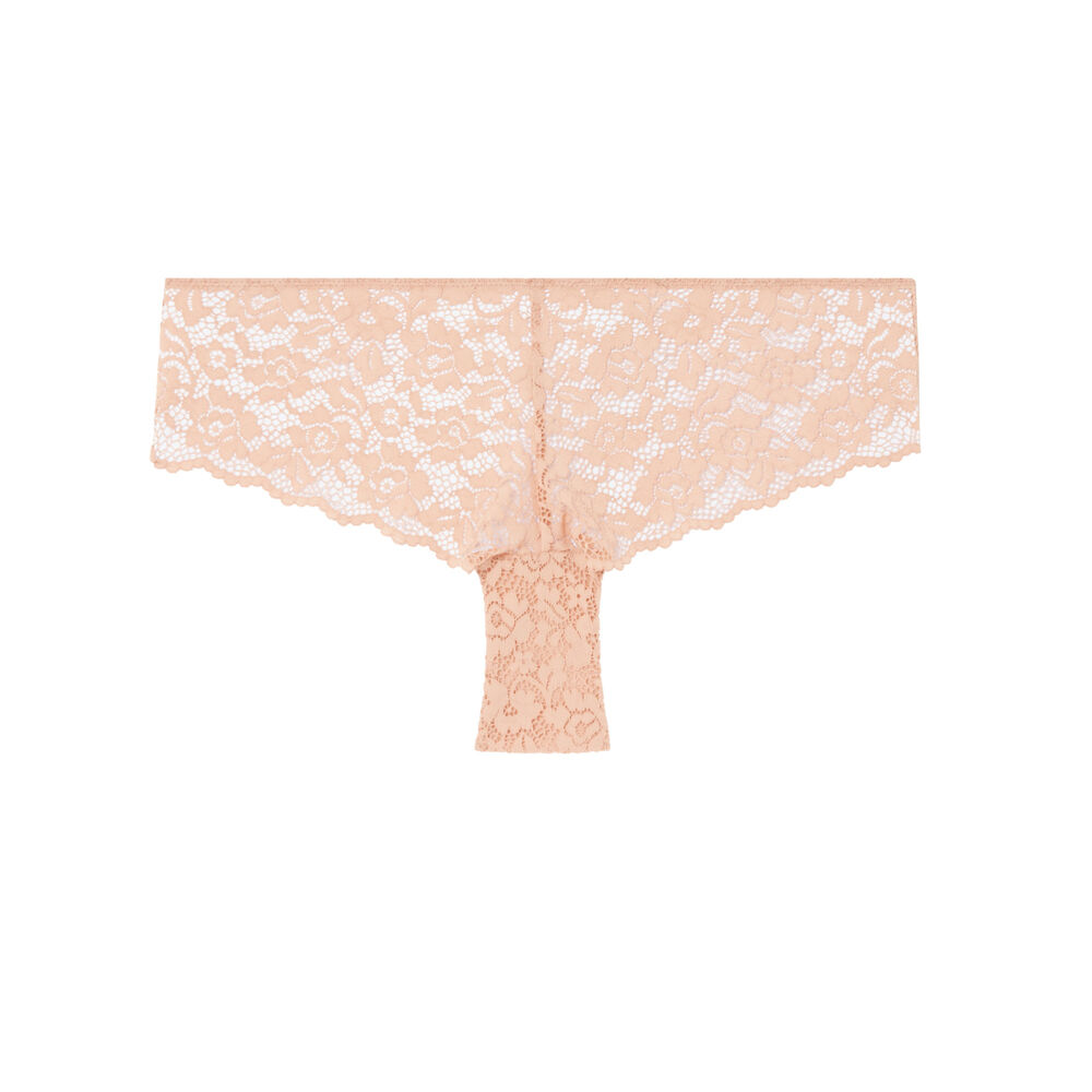 Shorty en dentelle fleurie - beige nude beige.