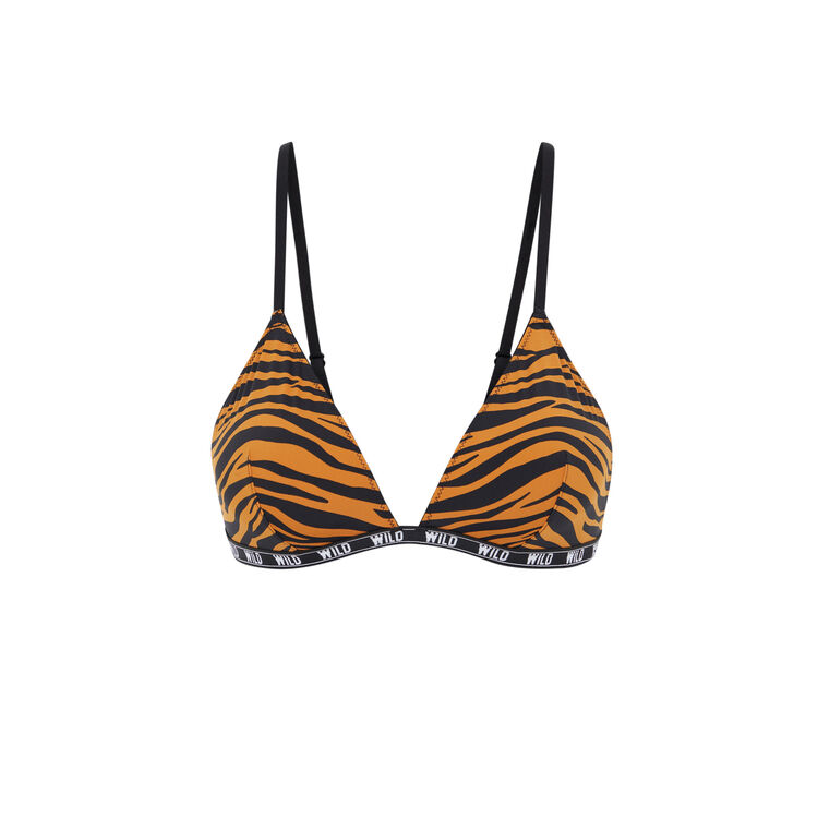 Soutien-gorge triangle sans armatures print tigre frostimiz camel.