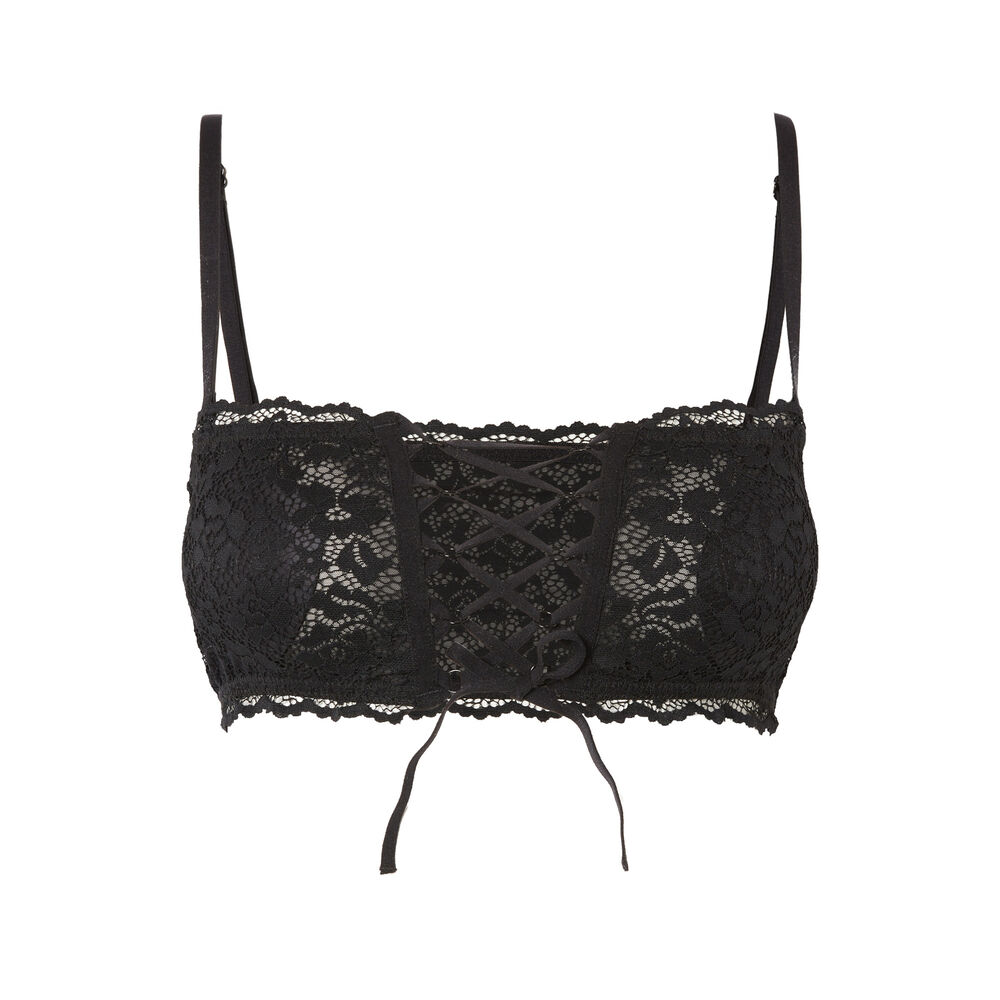 Soutien-gorge bandeau sans armatures effet corset - noir noir.