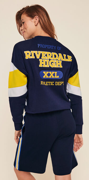 Sweat &agrave; col rond licence riverdale riverdaliz bleu marine.