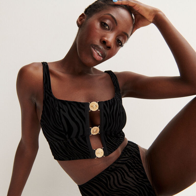 bustier zébré Aya x undiz à liens médailles - noir bustier zébré Aya x undiz à liens médailles - noir;