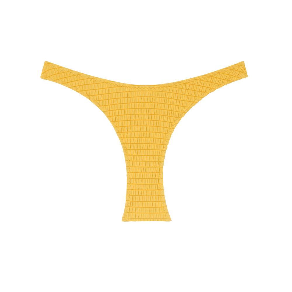 Bas de maillot culotte échancrée effet gaufré - jaune jaune.