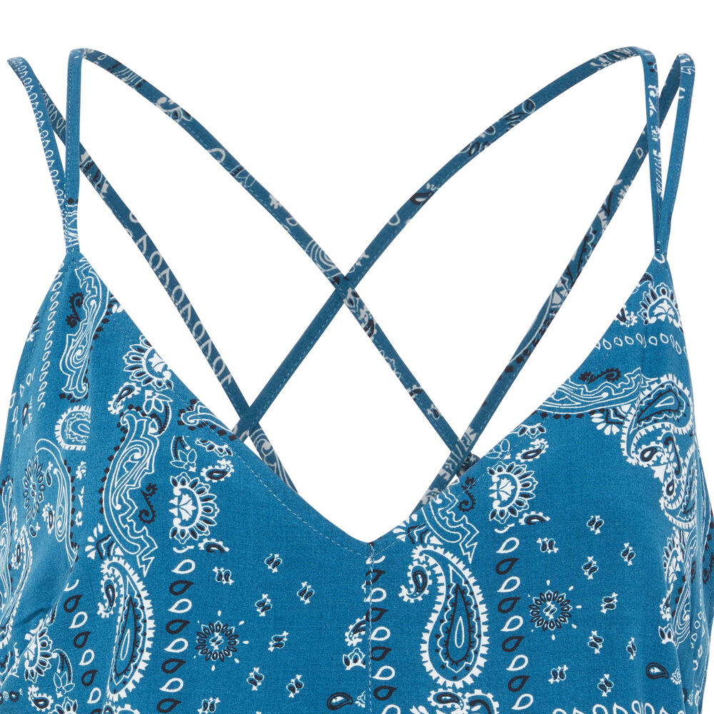 Combishort bretelles fines imprimé bandana - bleu bleu.