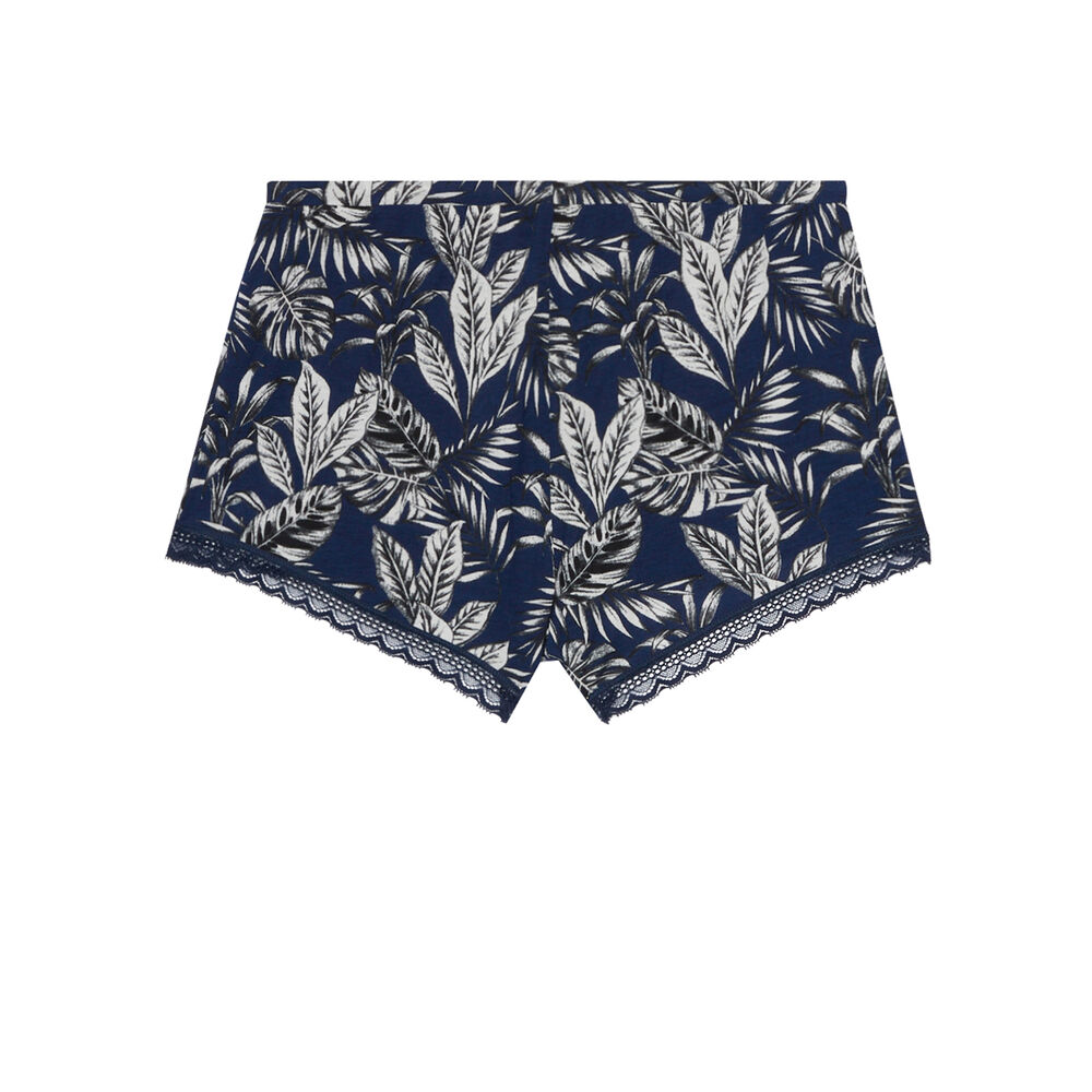 Short à motifs feuilles - bleu bleu.