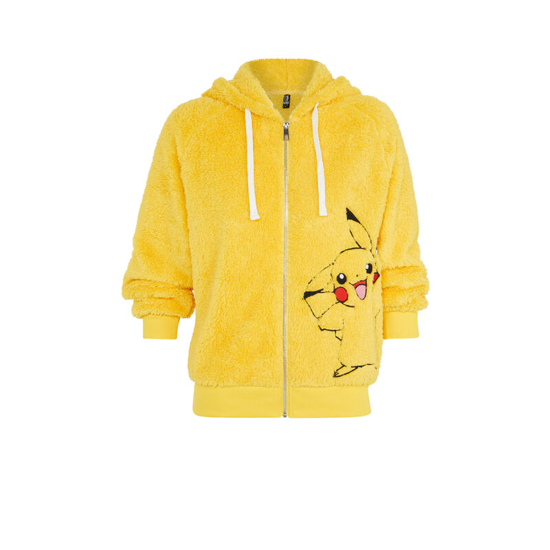 Veste polaire à capuche print pikachu pikaballiz jaune.