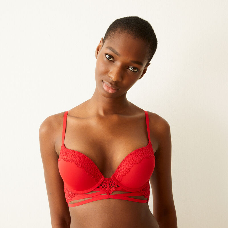 soutien-gorge ultra push-up en dentelle et liens - rouge soutien-gorge ultra push-up en dentelle et liens - rouge;