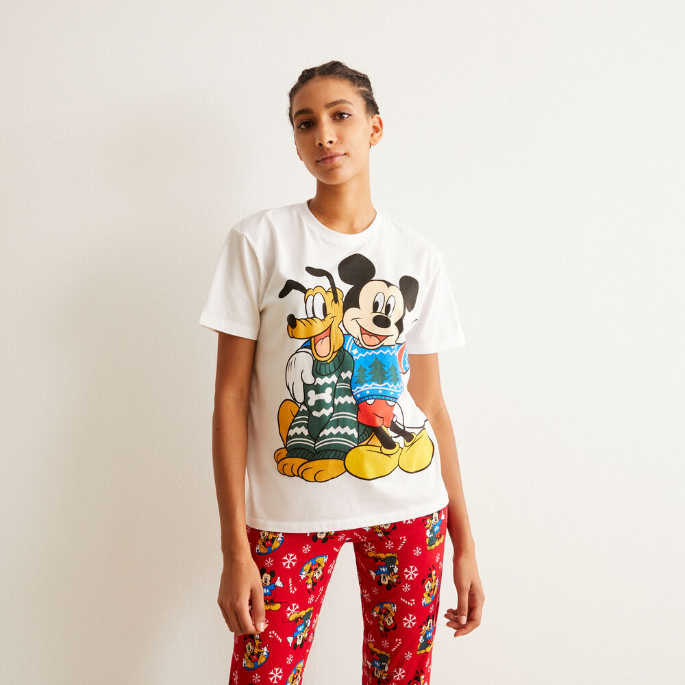 Set pyjama manches courtes mickey et pluto - blanc blanc.