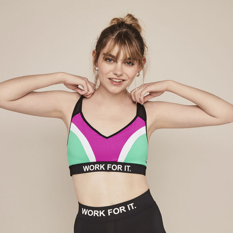 Brassière sport à message wonderwomiz noir.