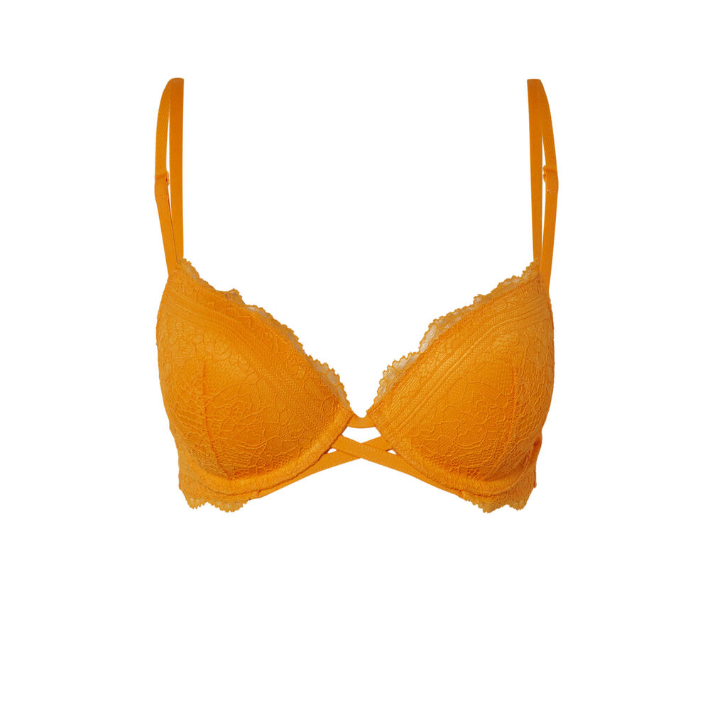 Soutien-gorge push-up en dentelle - mangue orange.