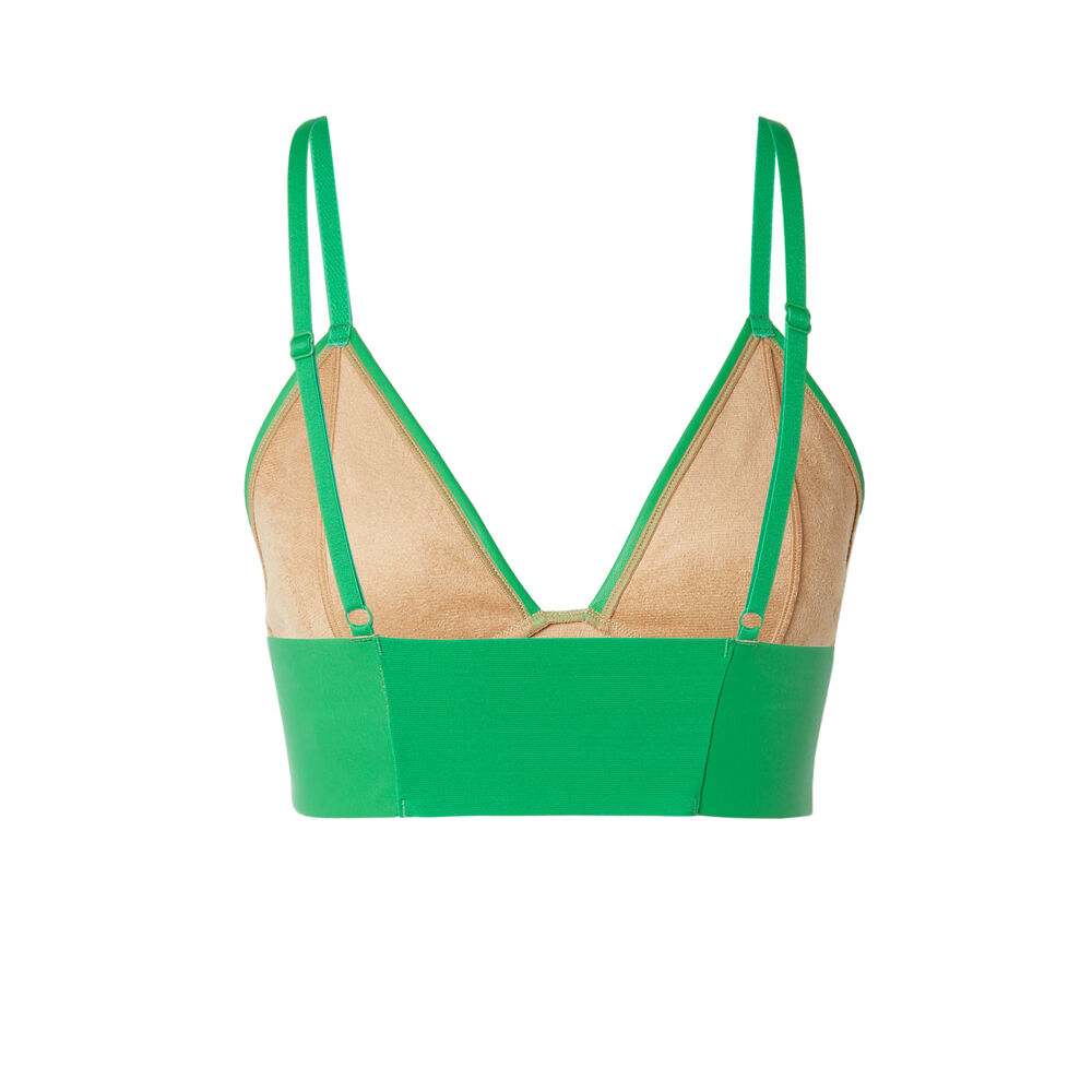 Soutien-gorge triangle sans armatures effet cuir - vert vert.