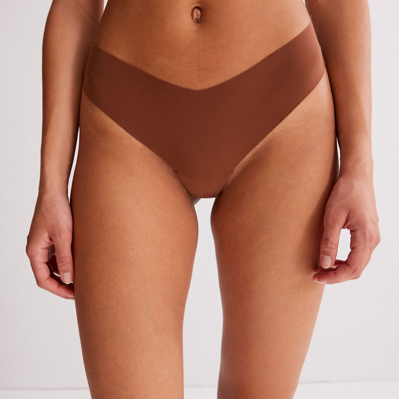 tanga en microfibre uni - marron foncé tanga en microfibre uni - marron foncé;