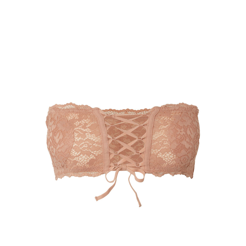 Soutien-gorge bandeau sans armatures effet corset - beige nude beige.