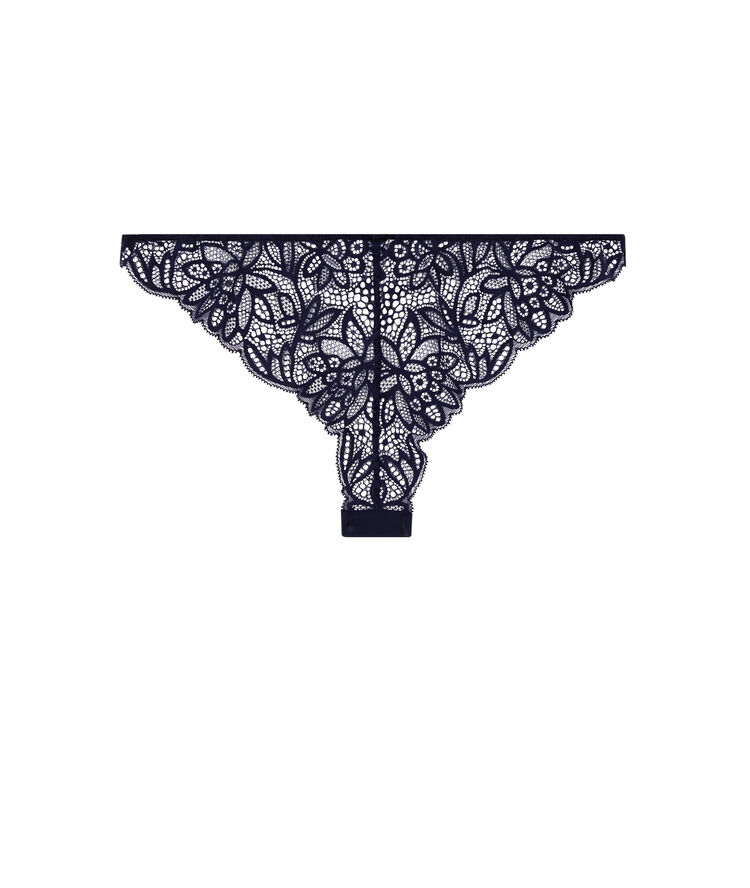 Tanga en dentelle fleurie - bleu nuit bleu nuit.