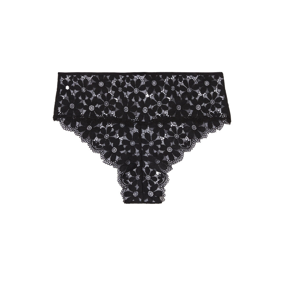 Culotte taille haute dentelle - noir noir.