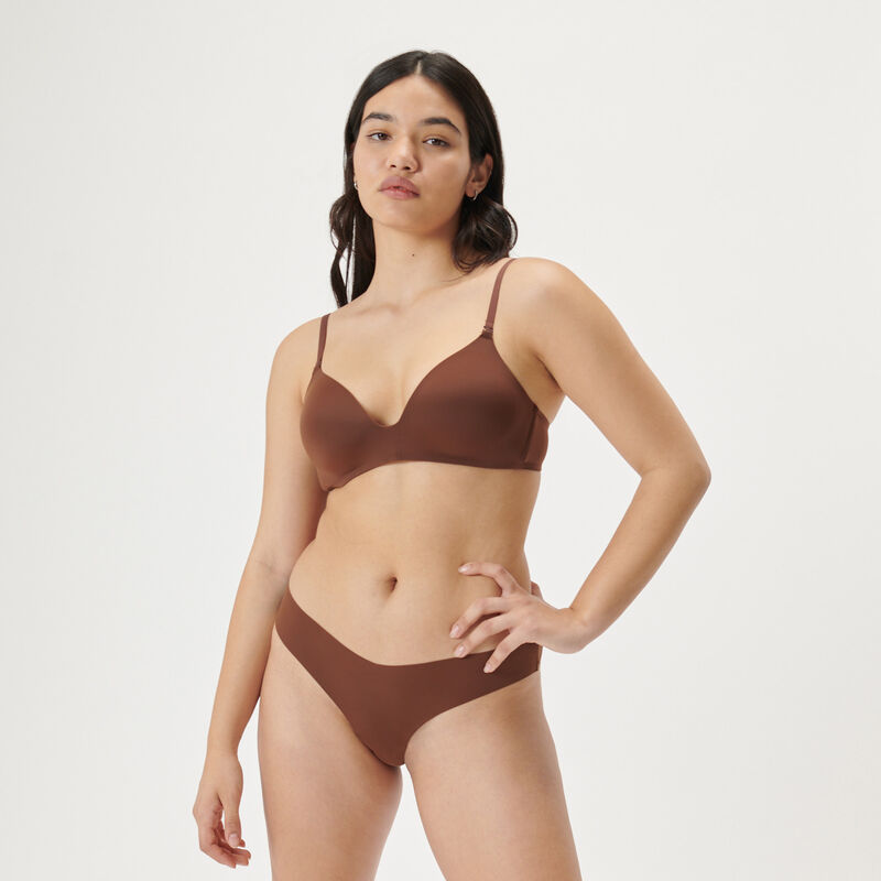 tanga en microfibre en V - marron tanga en microfibre en V - marron;