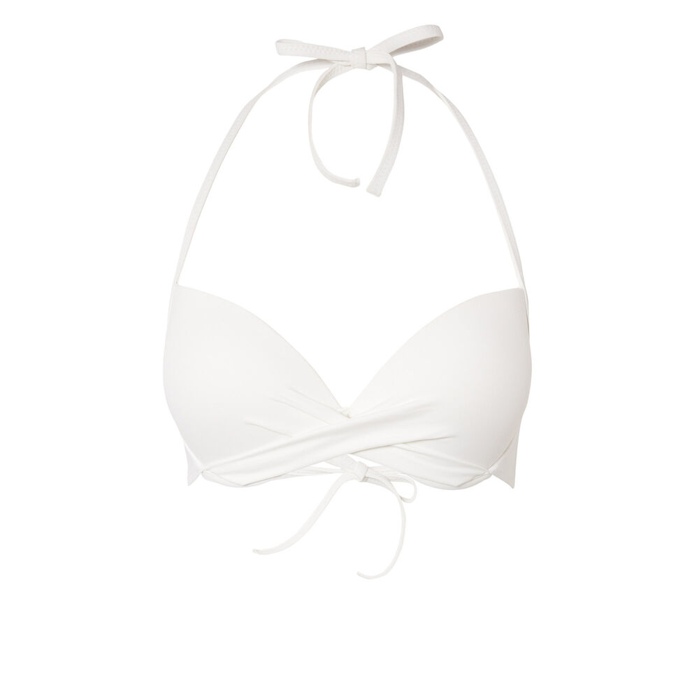 Haut de maillot push-up dos nu décolleté twisté - écru ecru.