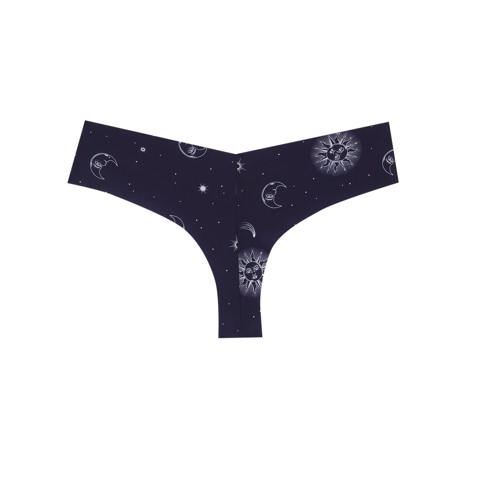 Tanga en microfibre uni - bleu bleu.