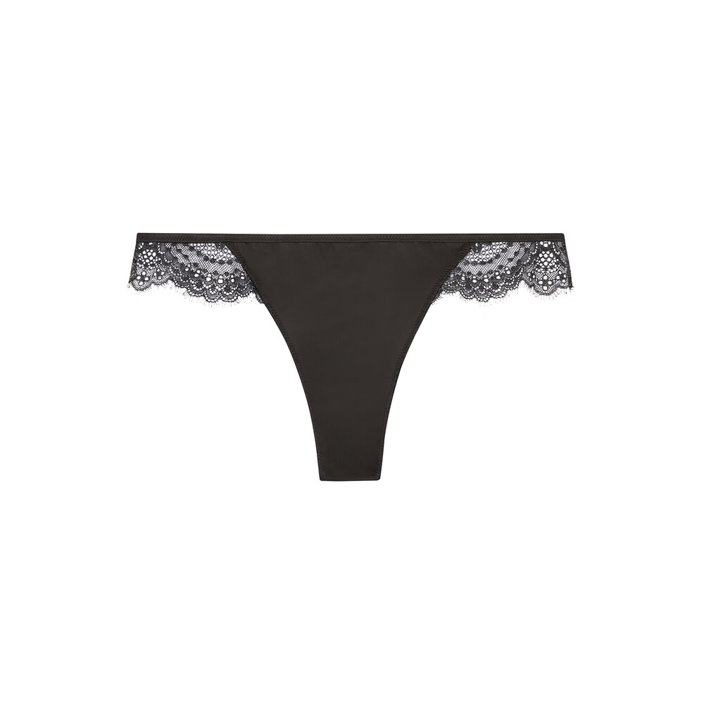 String satin et dentelle - noir noir.