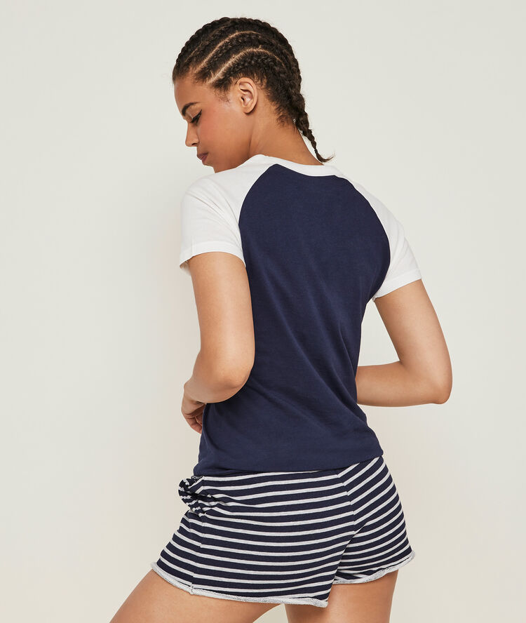 Top collab les confidentellies indifferenciz bleu marine.
