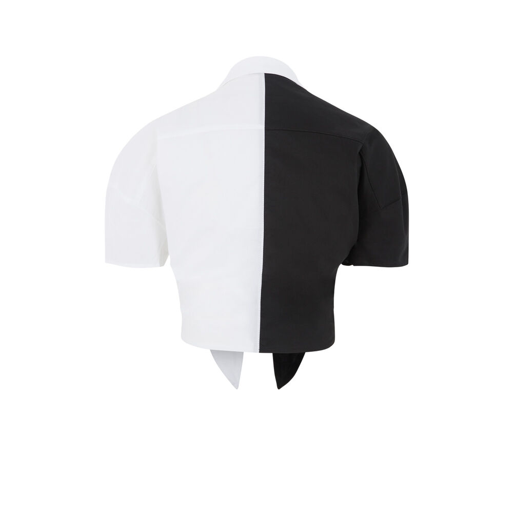 Top chemise bicolore - noir noir.
