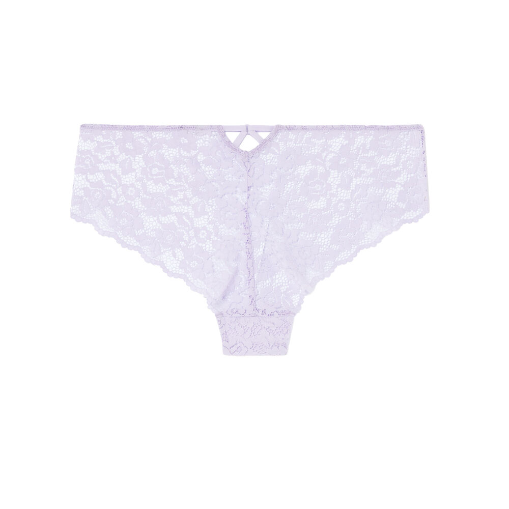 Shorty en dentelle fleurie - lilas violet.