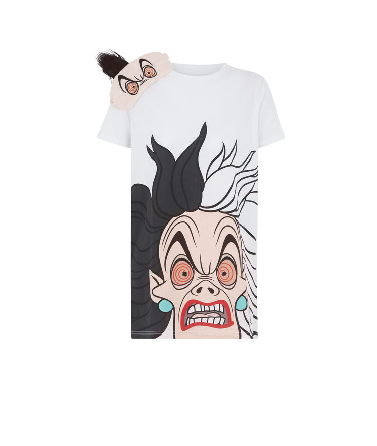 Ensemble tunique + masque print cruella cruellaiz blanc.
