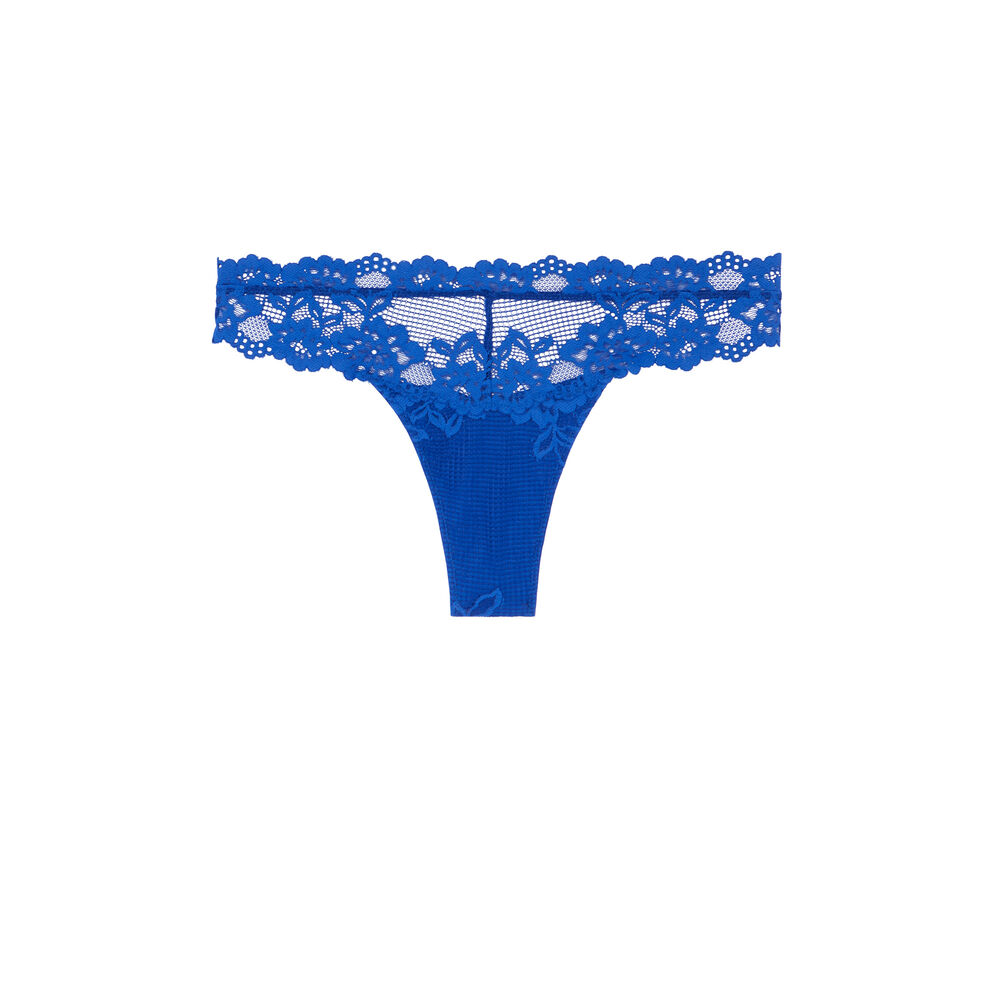 Tanga en dentelle - bleu roi bleu.