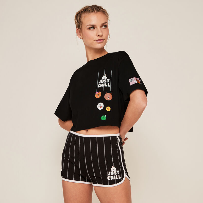 Short à rayures Line Friends - noir Short à rayures Line Friends - noir;