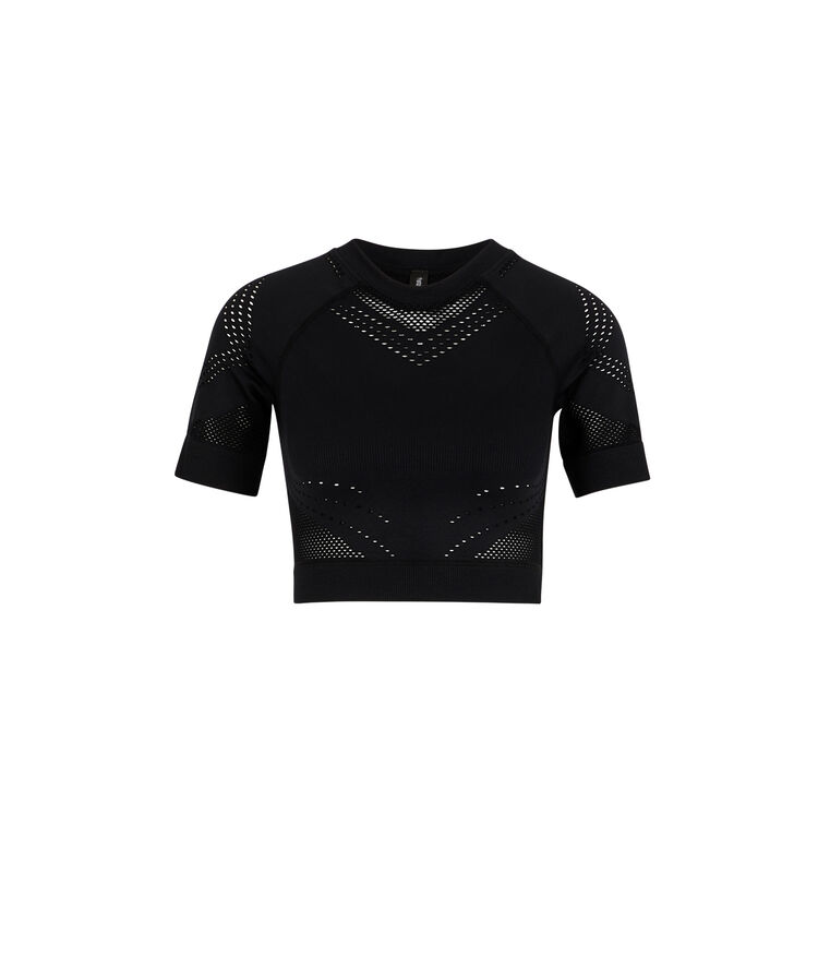 Crop top sport sans coutures herosportiz noir.