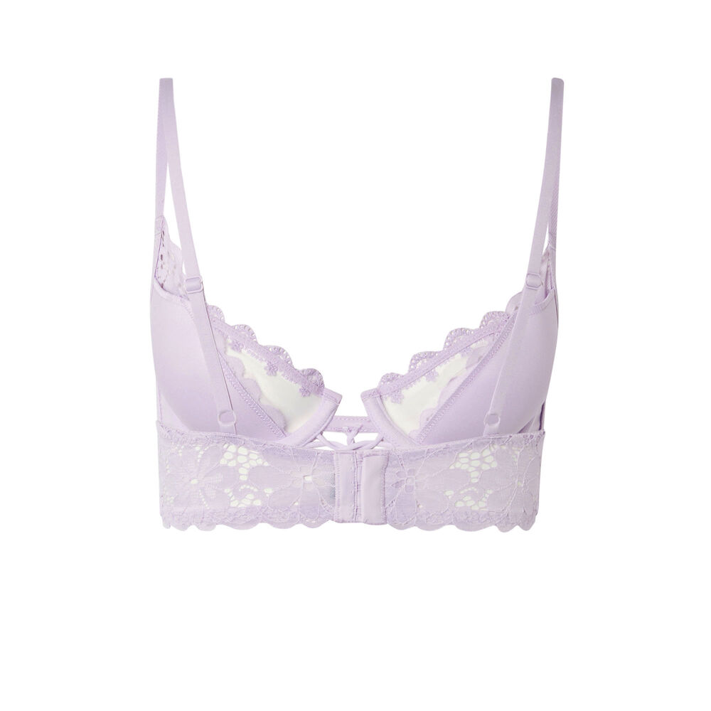 Soutien-gorge ampli dentelle brodée - lilas violet.
