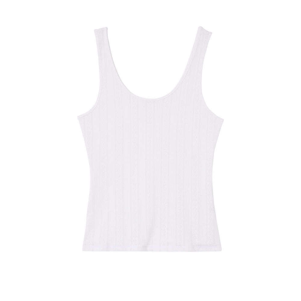 Débardeur uni maille pointelle - blanc blanc.