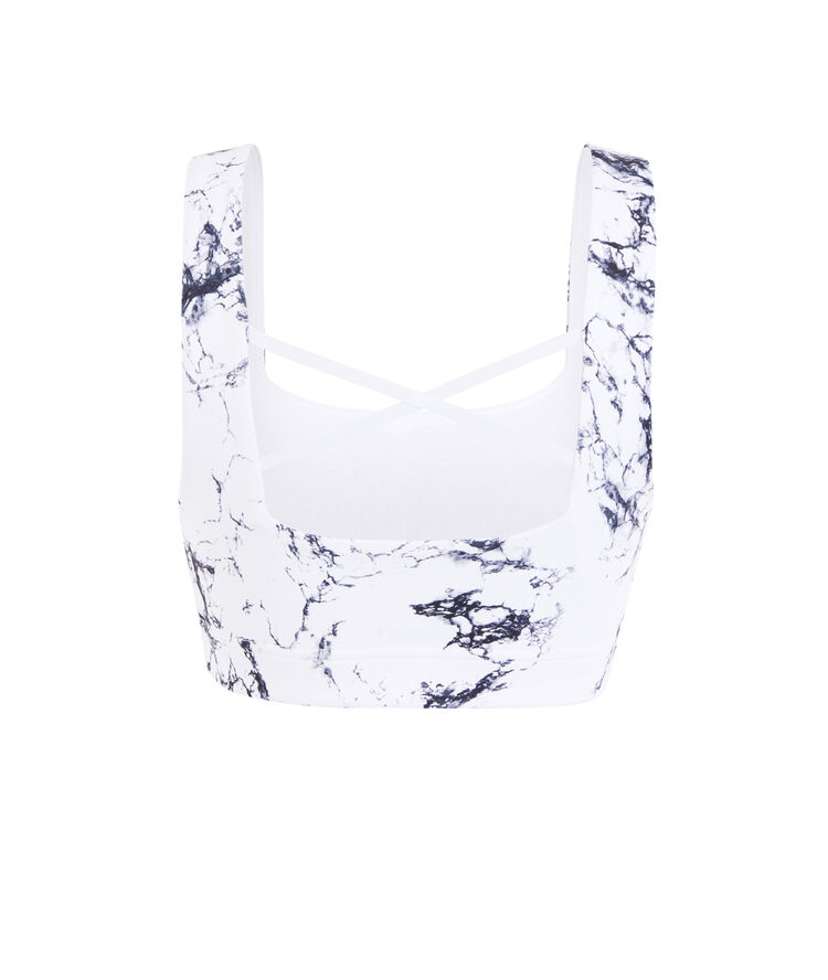 Brassière sport imprimé marbre yogamarbliz blanc.