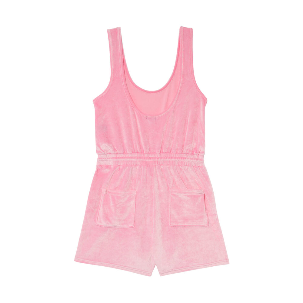 Combishort en velours et éponge à cordon - rose rose.