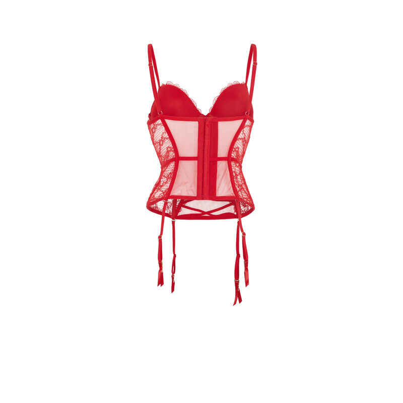 Guêpière push-up en dentelle solairaliz rouge.