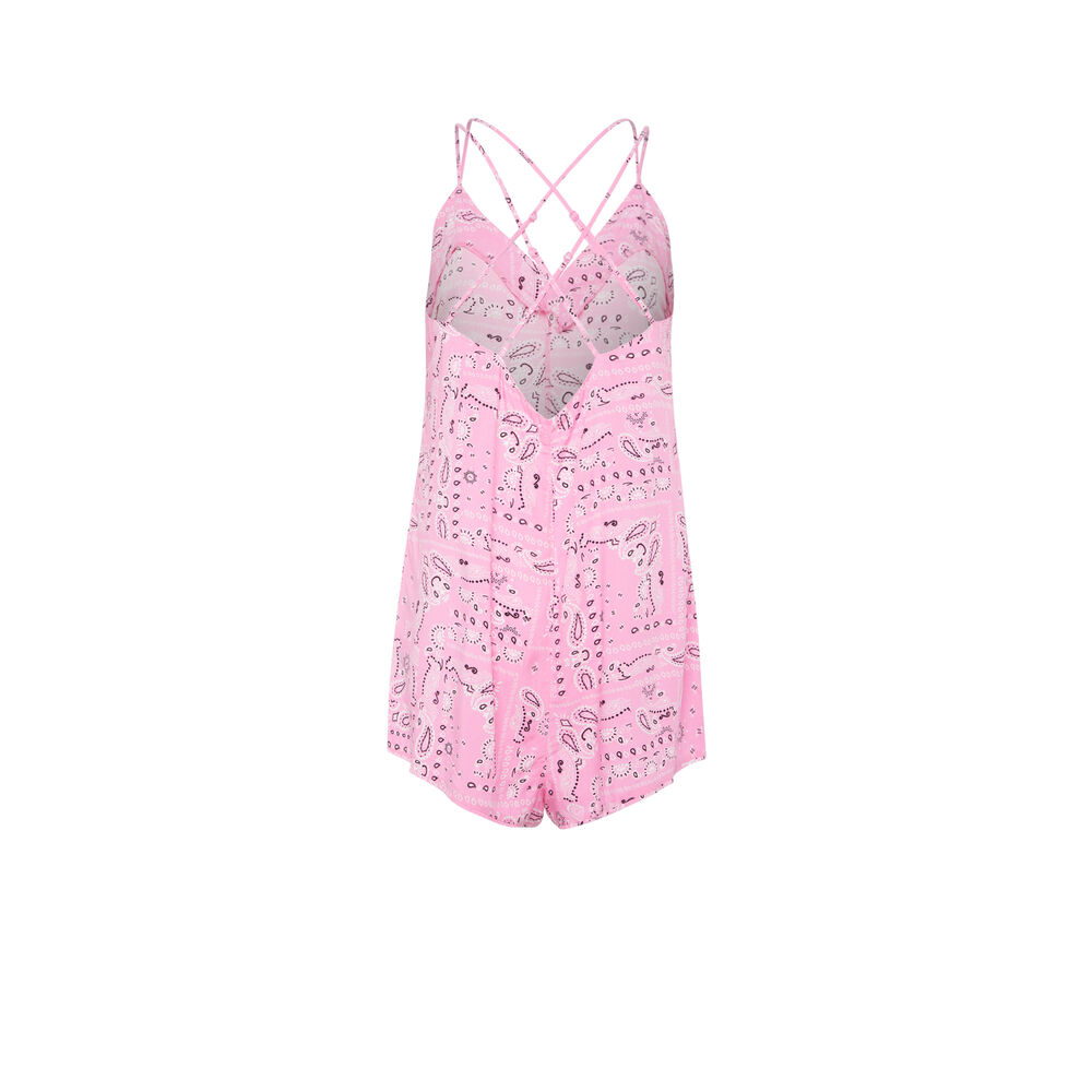 Combishort bretelles fines imprimé bandana - rose rose.