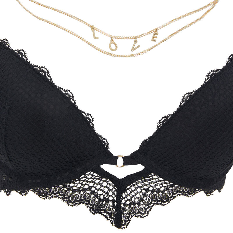 Soutien-gorge bustier push détail collier tcharmiz noir.