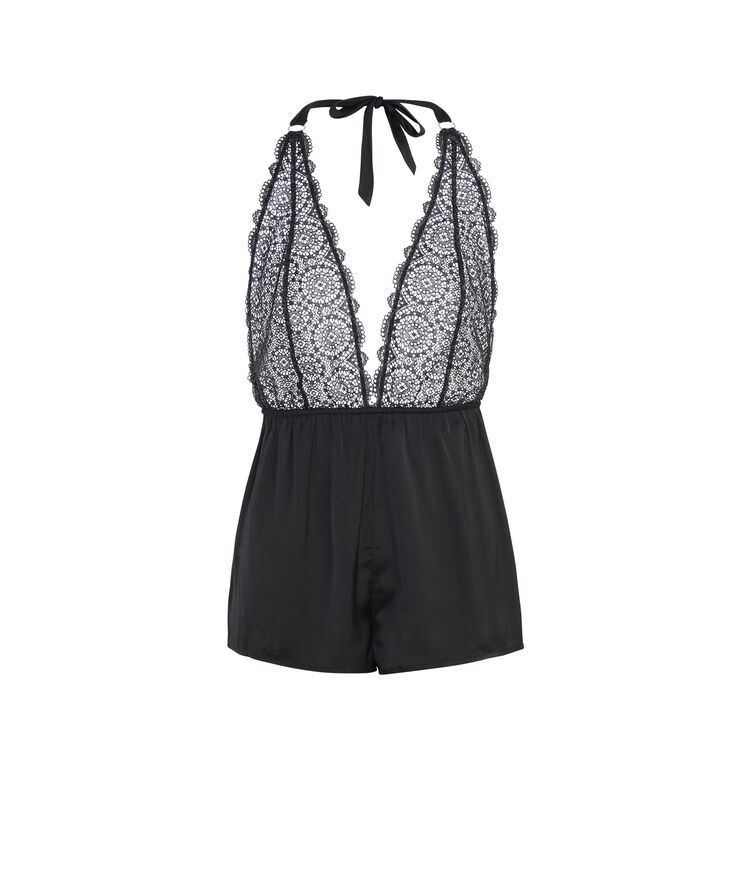 Combishort en satin topfoiliz noir.