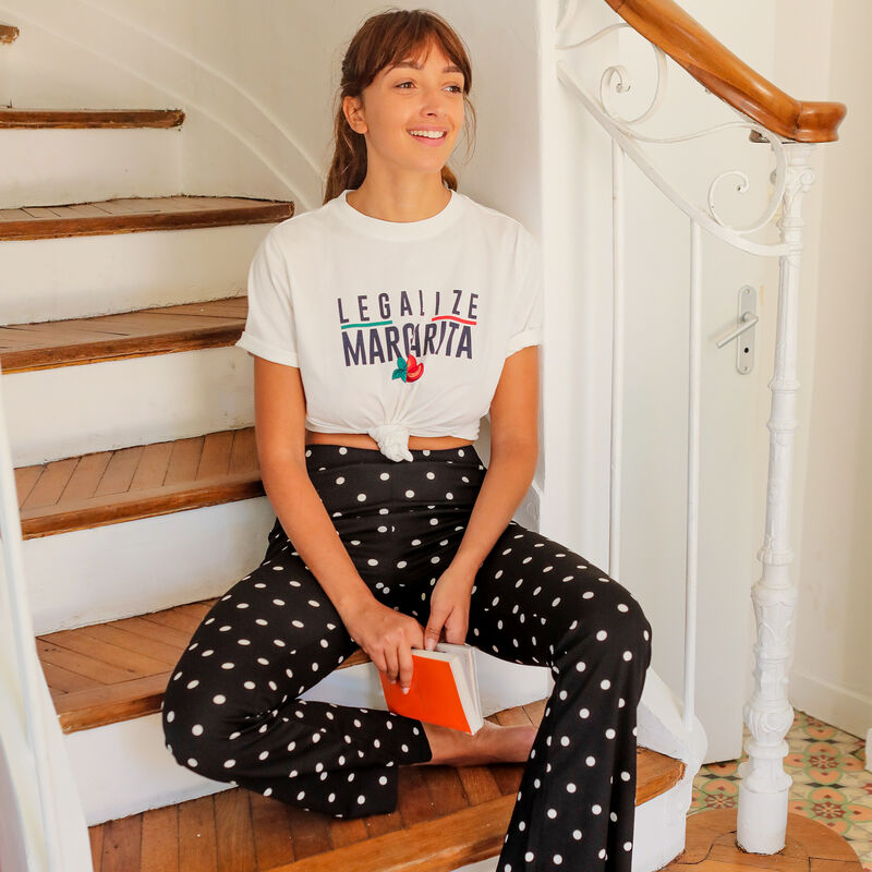 Pantalon imprimé pois - noir Pantalon imprimé pois - noir ;