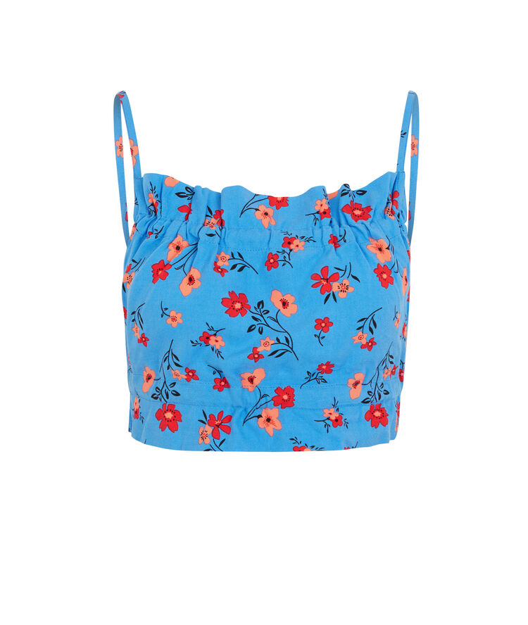 Top dos nu imprimé fleuri - bleu bleu.