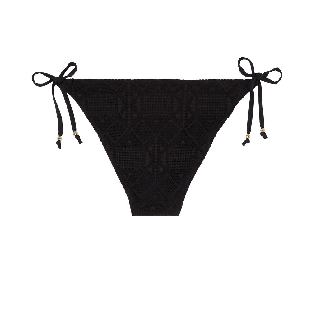 Bas de maillot bikini crochet - noir noir.