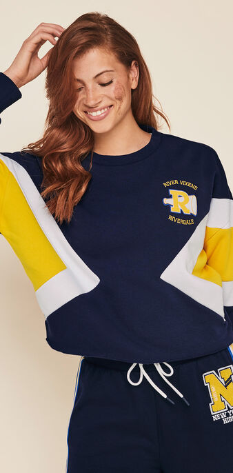 Sweat &agrave; col rond licence riverdale riverdaliz bleu marine.