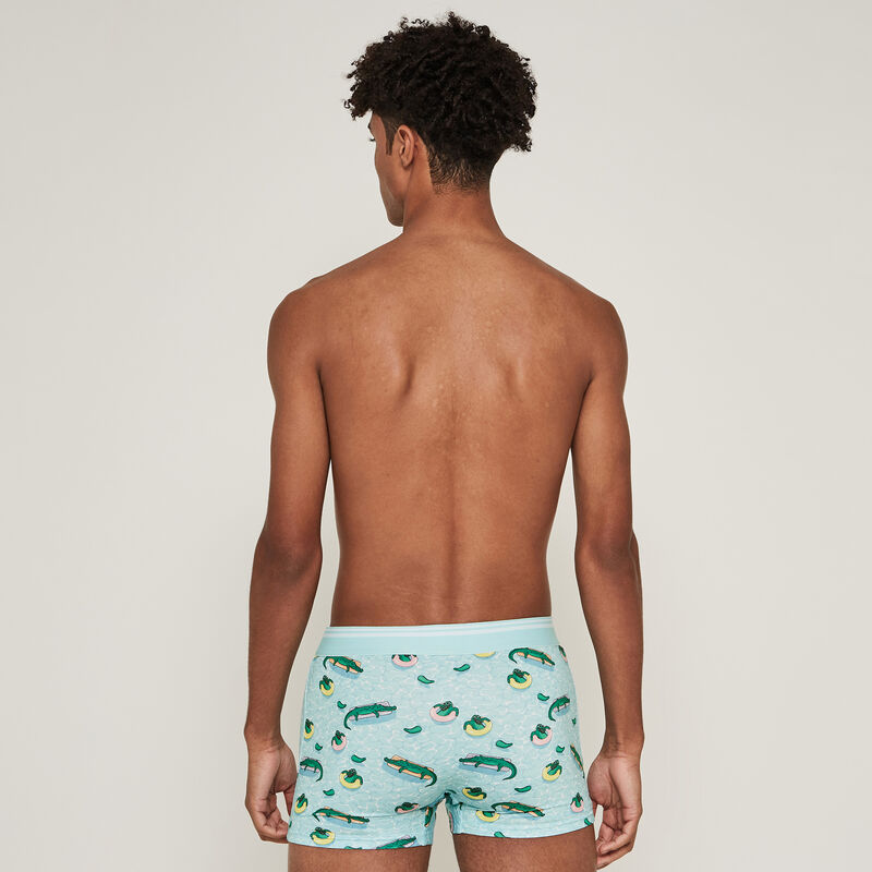 Boxer en micro imprimé crocodiles - bleu Boxer en micro imprimé crocodiles - bleu;