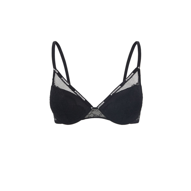 Soutien-gorge push-up en dentelle adesiz noir.