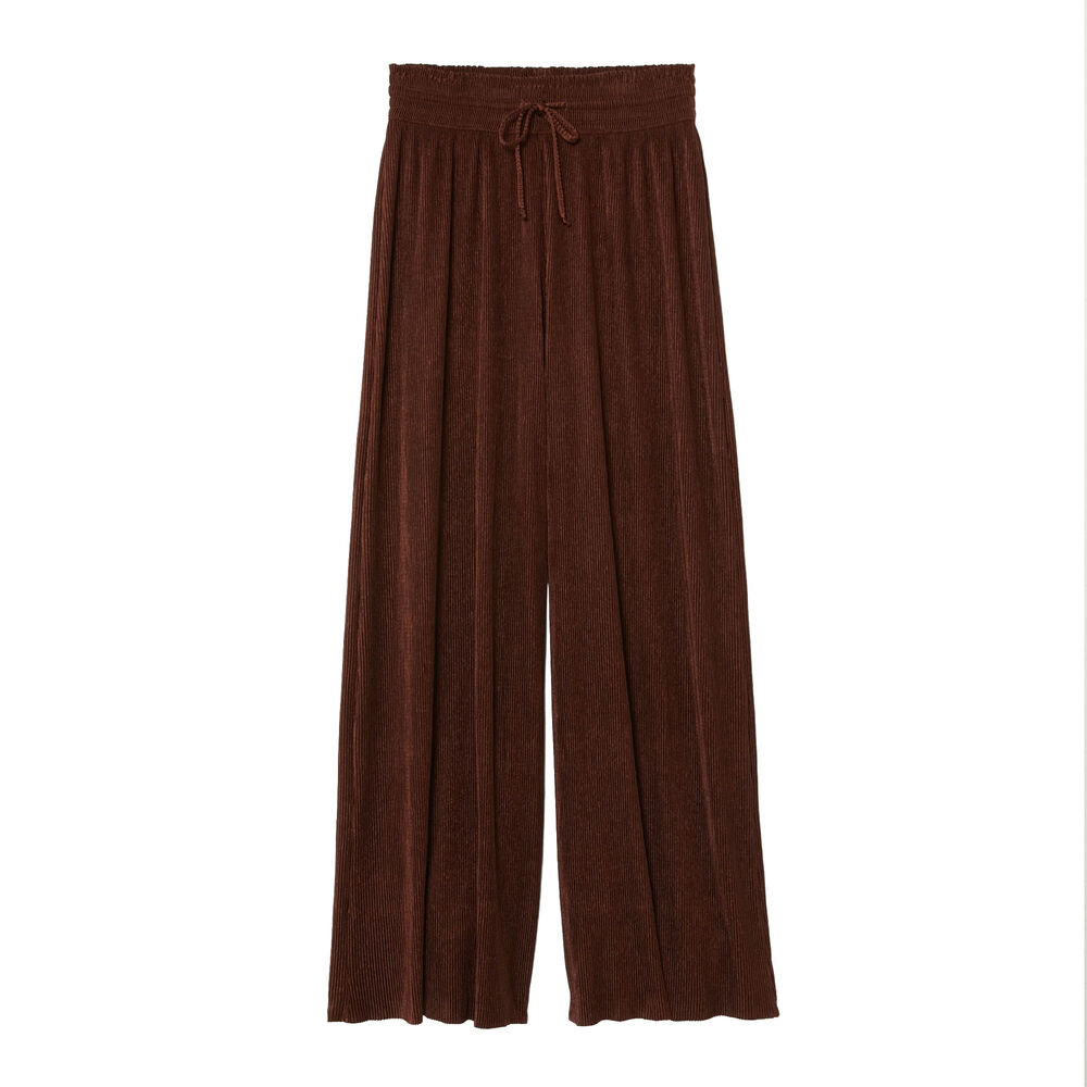 Pantalon large à taille froncée - marron marron.