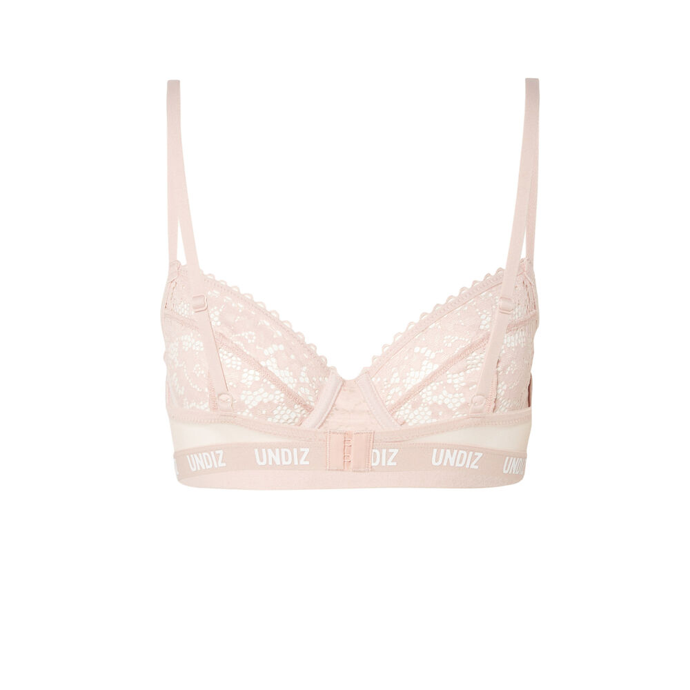 Soutien-gorge corbeille en dentelle et résille détail élastique - rose nude rose.