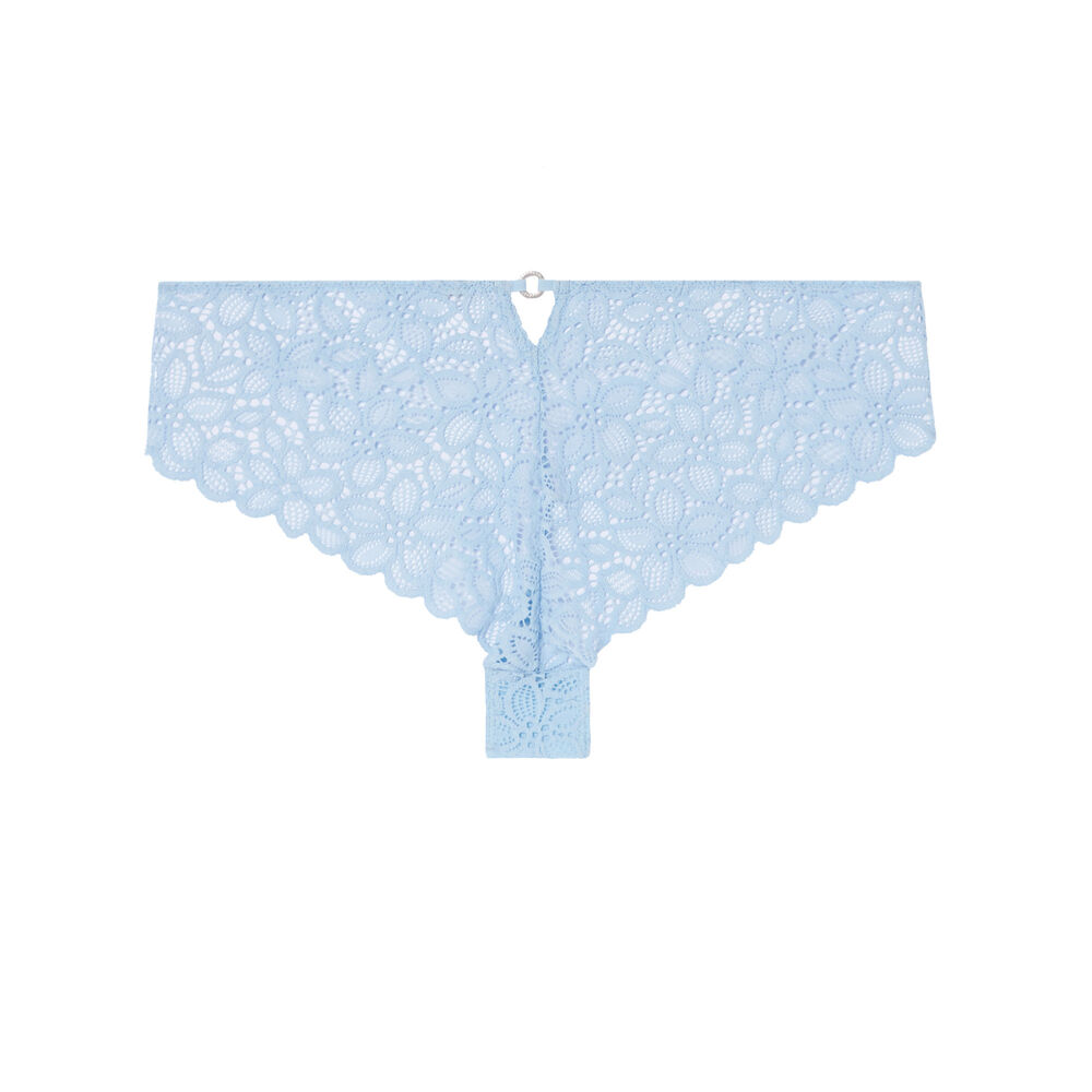 Shorty à dentelle fleurie détail anneaux - bleu bleu.