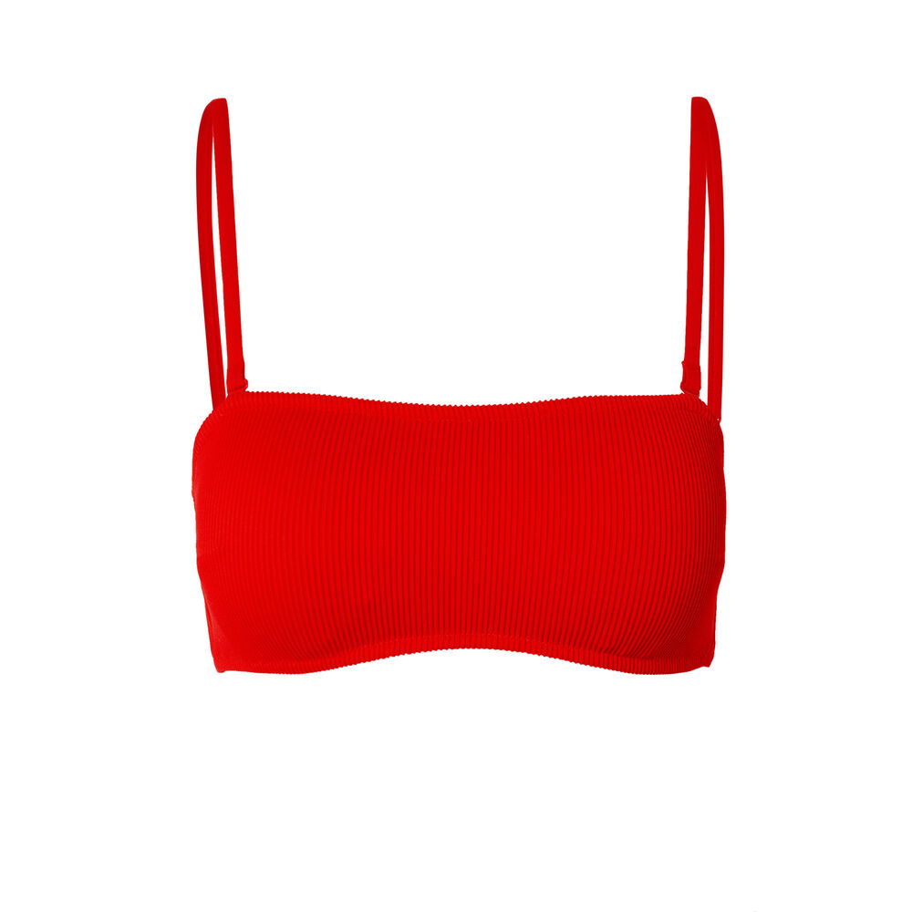 Haut de maillot bandeau gaufré - rouge rouge.