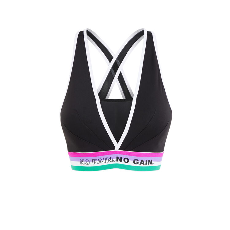 Brassière sport uni croisée au dos polasportiz noir.