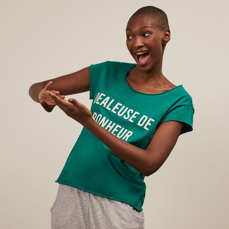 Top à manches courtes à message - vert Top à manches courtes à message - vert;